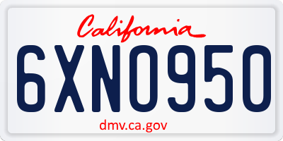 CA license plate 6XNO950
