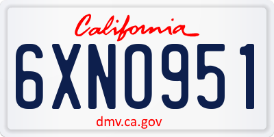 CA license plate 6XNO951