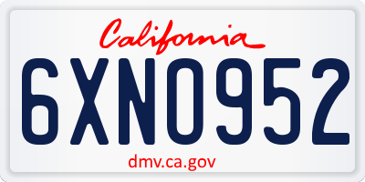 CA license plate 6XNO952