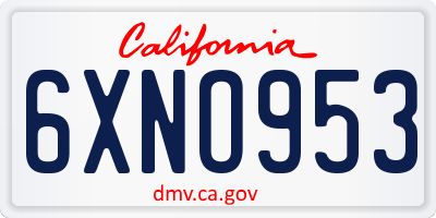 CA license plate 6XNO953