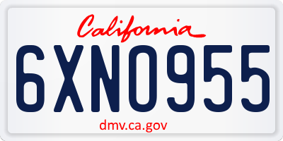 CA license plate 6XNO955