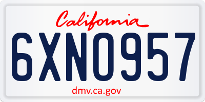 CA license plate 6XNO957