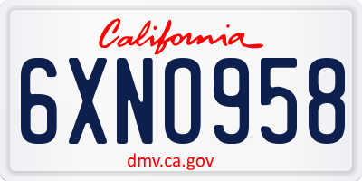CA license plate 6XNO958