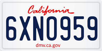 CA license plate 6XNO959