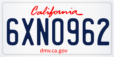 CA license plate 6XNO962