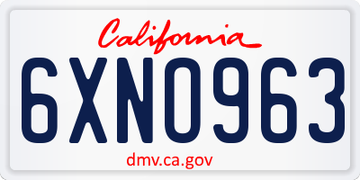 CA license plate 6XNO963