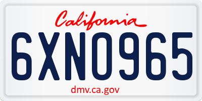 CA license plate 6XNO965