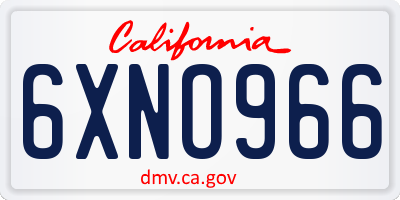 CA license plate 6XNO966