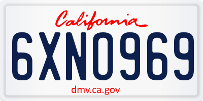 CA license plate 6XNO969