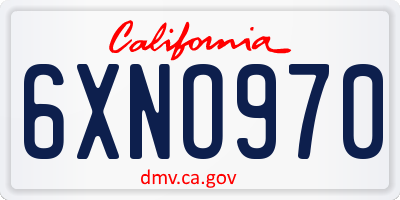 CA license plate 6XNO970