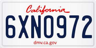 CA license plate 6XNO972