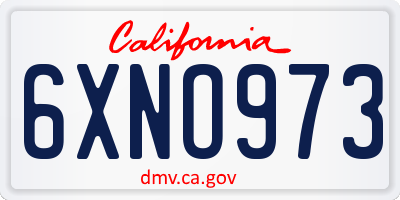 CA license plate 6XNO973