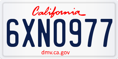 CA license plate 6XNO977