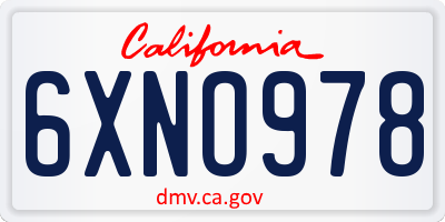 CA license plate 6XNO978