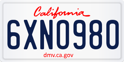CA license plate 6XNO980