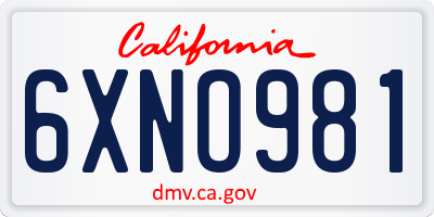 CA license plate 6XNO981