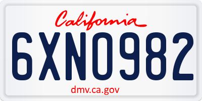 CA license plate 6XNO982