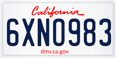 CA license plate 6XNO983