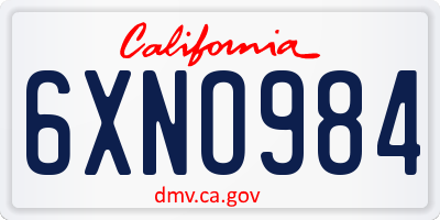 CA license plate 6XNO984