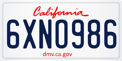 CA license plate 6XNO986