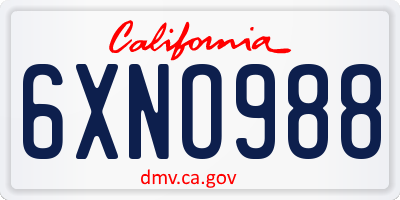 CA license plate 6XNO988
