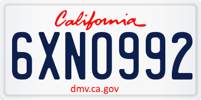 CA license plate 6XNO992