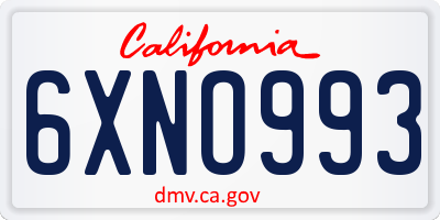 CA license plate 6XNO993
