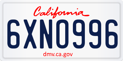CA license plate 6XNO996
