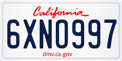 CA license plate 6XNO997