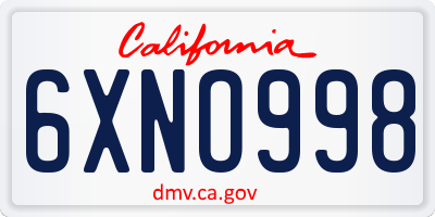 CA license plate 6XNO998