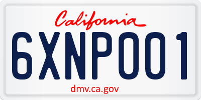 CA license plate 6XNP001
