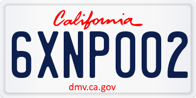 CA license plate 6XNP002