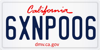 CA license plate 6XNP006