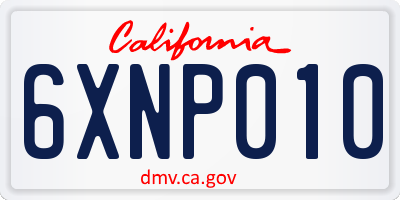 CA license plate 6XNP010