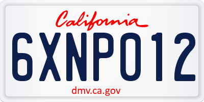 CA license plate 6XNP012