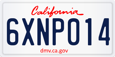 CA license plate 6XNP014