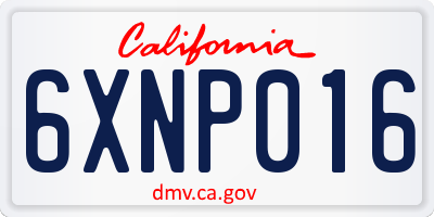 CA license plate 6XNP016