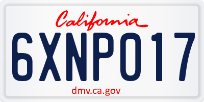 CA license plate 6XNP017