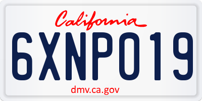 CA license plate 6XNP019
