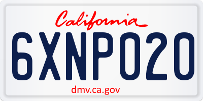 CA license plate 6XNP020