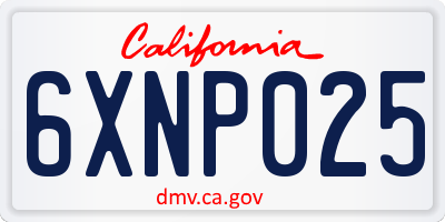 CA license plate 6XNP025