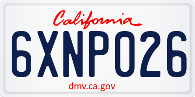 CA license plate 6XNP026
