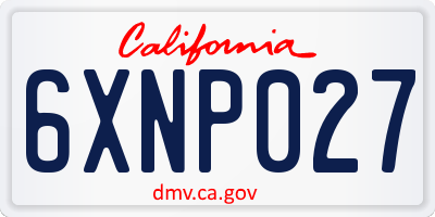 CA license plate 6XNP027