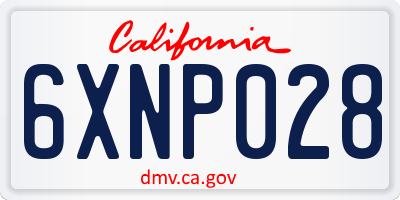 CA license plate 6XNP028
