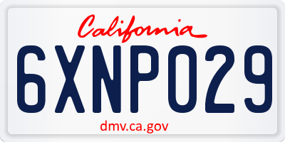 CA license plate 6XNP029