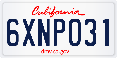 CA license plate 6XNP031