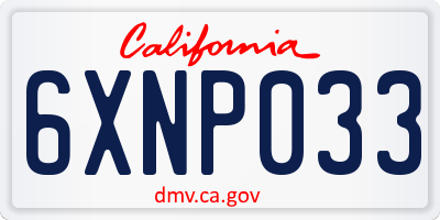 CA license plate 6XNP033