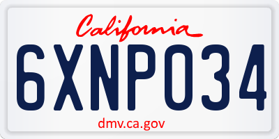 CA license plate 6XNP034