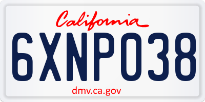 CA license plate 6XNP038