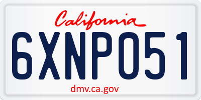 CA license plate 6XNP051